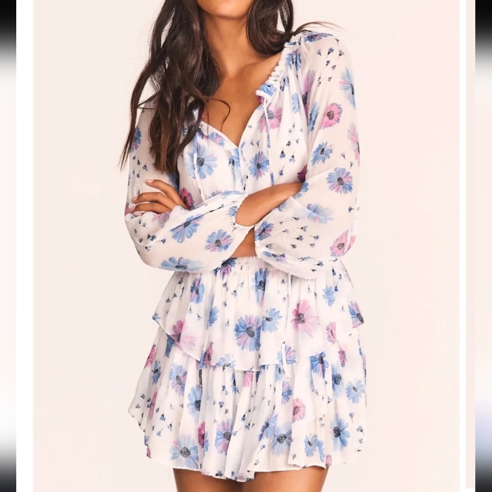LoveShackFancy women's floral mini dress size large - Picture 3 of 10